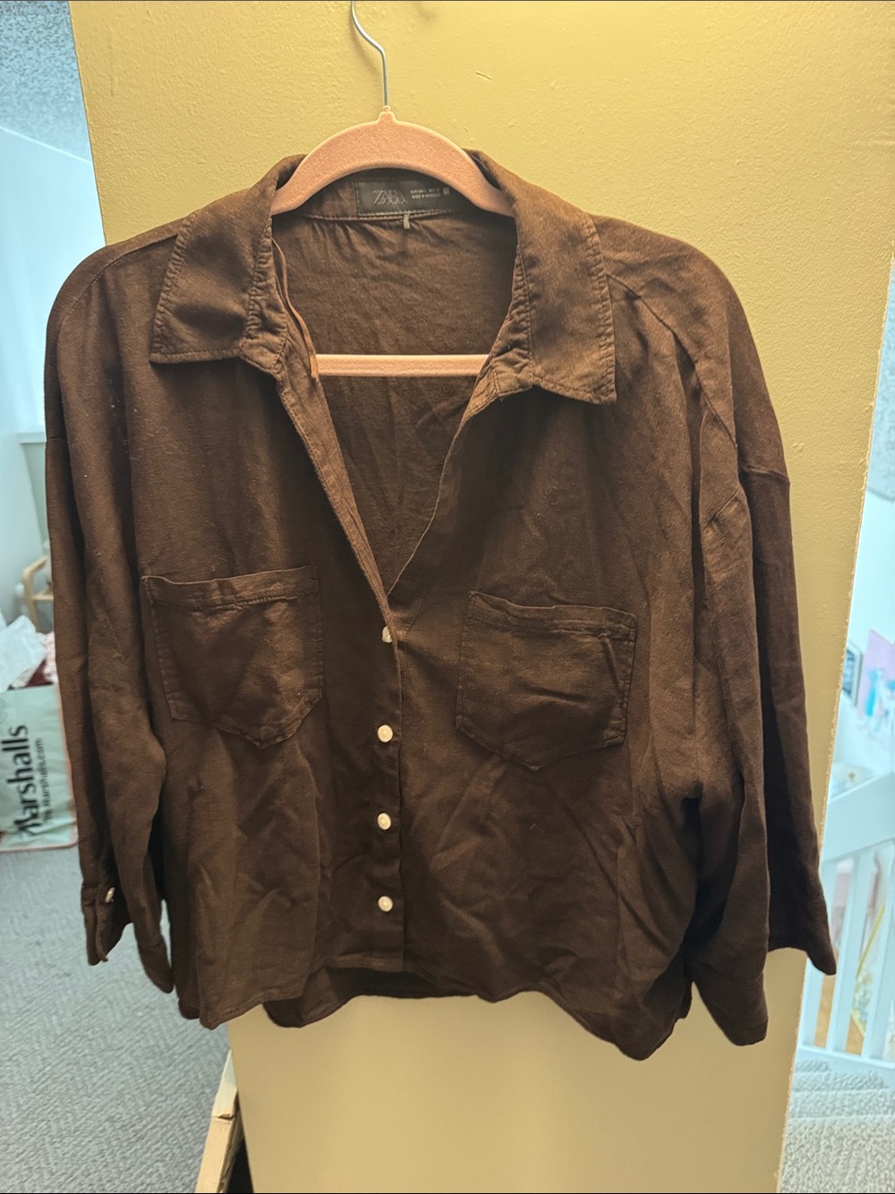 Zara Brown Button-Front Women's Shirt Jacket